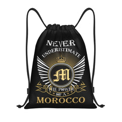 Custom Moroccan Torn Morocco Flag Drawstring Bag for Shopping Yoga Backpacks Men Women Sports Gym Sackpack