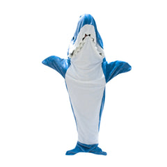 3PCS Cartoon Shark Sleeping Bag Pajamas Office Nap Wearable Loose Onesie Pajamas Kids Blanket Adult Blanket