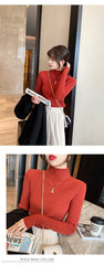 Elegant Solid Basic Knitted Tops Women Turtlneck Sweater Long Sleeve Casual Slim Pullover Korean Fashion Simple Chic Clothes