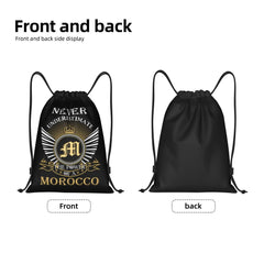 Custom Moroccan Torn Morocco Flag Drawstring Bag for Shopping Yoga Backpacks Men Women Sports Gym Sackpack