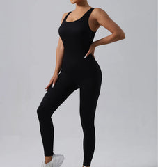 Women's Tracksuit Yoga Set Seamless Jumpsuits Ribbed One Piece Fitness Rompers Sleeveless Sportswear Gym Set Workout Clothes