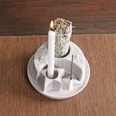 4-In-1 Ceramic Candle & Incense Holder Morandi Color with Cute Stars and Moon Design Perfect for Sage Palo Santo Stick Incense