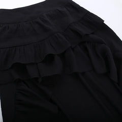 2024 Aesthetic Ruffle Y2k Sexy High Low Black Skirt Harajuku Retro Gothic Vintage lrregular long Rock Skirt Streetwear