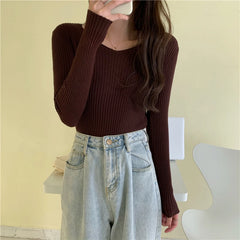 2024 Autumn Winter Women Sweaters Casual Long Sleeve Knitted Pullover Sweater Femme Basic Solid Jersey Tops Fashion Clothes