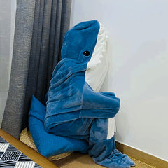 3PCS Cartoon Shark Sleeping Bag Pajamas Office Nap Wearable Loose Onesie Pajamas Kids Blanket Adult Blanket