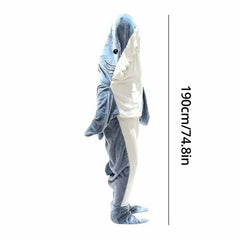 1pc New Shark Blanket For Adult Wearable Winter Warm Blanket Hooded Playsuit Onesie Funny Sleeping Bag For Slumber Party