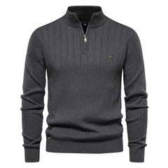 2023 New Autumn Zipper Pullover Sweaters for Men High Quality Warm Winter Stand Collar Cotton Knitted Sweater Men