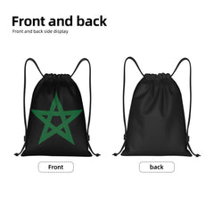 Custom Moroccan Torn Morocco Flag Drawstring Bag for Shopping Yoga Backpacks Men Women Sports Gym Sackpack