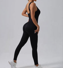 Women's Tracksuit Yoga Set Seamless Jumpsuits Ribbed One Piece Fitness Rompers Sleeveless Sportswear Gym Set Workout Clothes