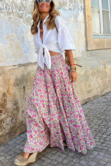 Printed skirt for women's 2023 summer new casual beach long party loose women's vacation A-line skirt elegant Bohemian MsChuh