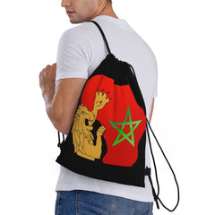 Custom Moroccan Torn Morocco Flag Drawstring Bag for Shopping Yoga Backpacks Men Women Sports Gym Sackpack