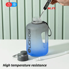 2L Sports Water Bottle With Straw Large Capacity Fitness With Scale Gradient Kettle Outdoor Plastic Portable Water Bottle