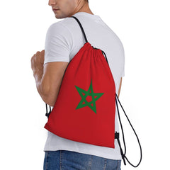 Custom Moroccan Torn Morocco Flag Drawstring Bag for Shopping Yoga Backpacks Men Women Sports Gym Sackpack