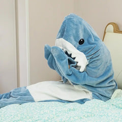 S-3XL Shark Blanket For Adult Wearable Winter Warm Blanket Hooded Playsuit Onesie Funny Sleeping Bag For Slumber Party