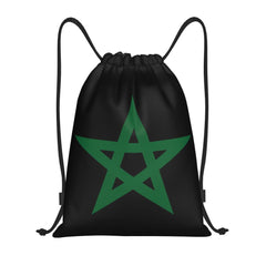 Custom Moroccan Torn Morocco Flag Drawstring Bag for Shopping Yoga Backpacks Men Women Sports Gym Sackpack