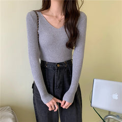 2024 Autumn Winter Women Sweaters Casual Long Sleeve Knitted Pullover Sweater Femme Basic Solid Jersey Tops Fashion Clothes