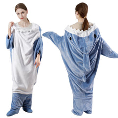 S-3XL Shark Blanket For Adult Wearable Winter Warm Blanket Hooded Playsuit Onesie Funny Sleeping Bag For Slumber Party