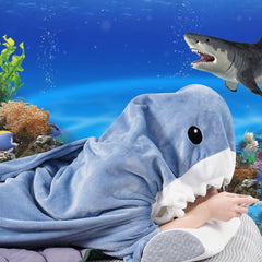 S-3XL Shark Blanket For Adult Wearable Winter Warm Blanket Hooded Playsuit Onesie Funny Sleeping Bag For Slumber Party