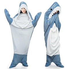 S-3XL Shark Blanket For Adult Wearable Winter Warm Blanket Hooded Playsuit Onesie Funny Sleeping Bag For Slumber Party