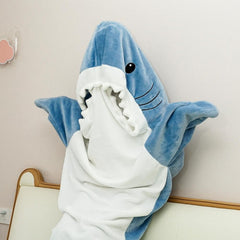 S-3XL Shark Blanket For Adult Wearable Winter Warm Blanket Hooded Playsuit Onesie Funny Sleeping Bag For Slumber Party