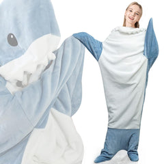 S-3XL Shark Blanket For Adult Wearable Winter Warm Blanket Hooded Playsuit Onesie Funny Sleeping Bag For Slumber Party