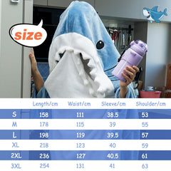 S-3XL Shark Blanket For Adult Wearable Winter Warm Blanket Hooded Playsuit Onesie Funny Sleeping Bag For Slumber Party