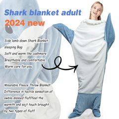 S-3XL Shark Blanket For Adult Wearable Winter Warm Blanket Hooded Playsuit Onesie Funny Sleeping Bag For Slumber Party