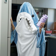 S-3XL Shark Blanket For Adult Wearable Winter Warm Blanket Hooded Playsuit Onesie Funny Sleeping Bag For Slumber Party