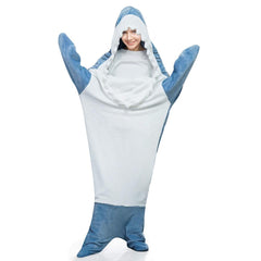 S-3XL Shark Blanket For Adult Wearable Winter Warm Blanket Hooded Playsuit Onesie Funny Sleeping Bag For Slumber Party