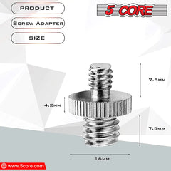 5 Core 1/4 Male to 3/8 Inch Male Threaded Camera Tripod Screw Adapter Mount Screws Accessories