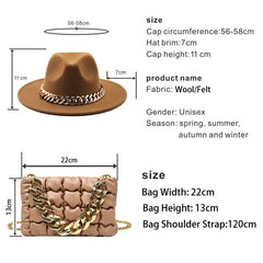 Fedora Hats Women Luxury Accessories Gold Chain